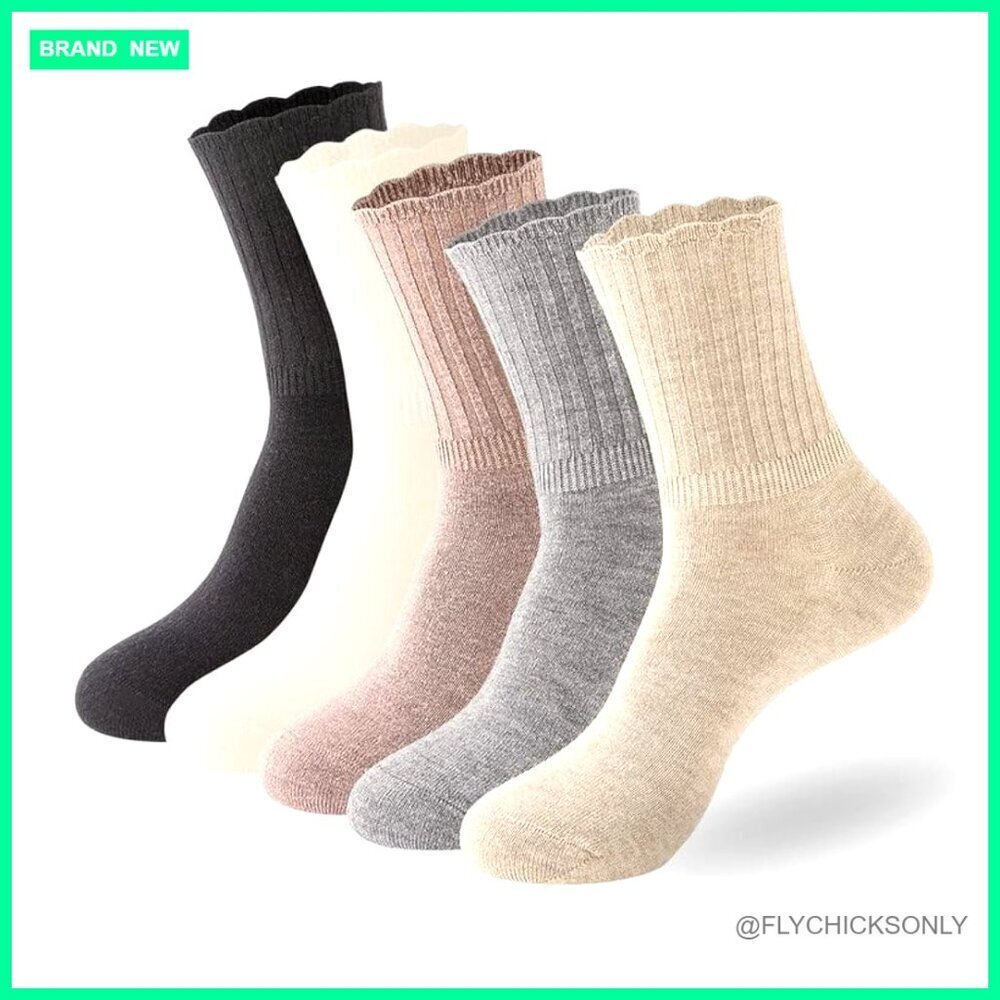 5 Pairs Thin Cashmere Wool Socks Women's Size 5-9 Seamless Toe